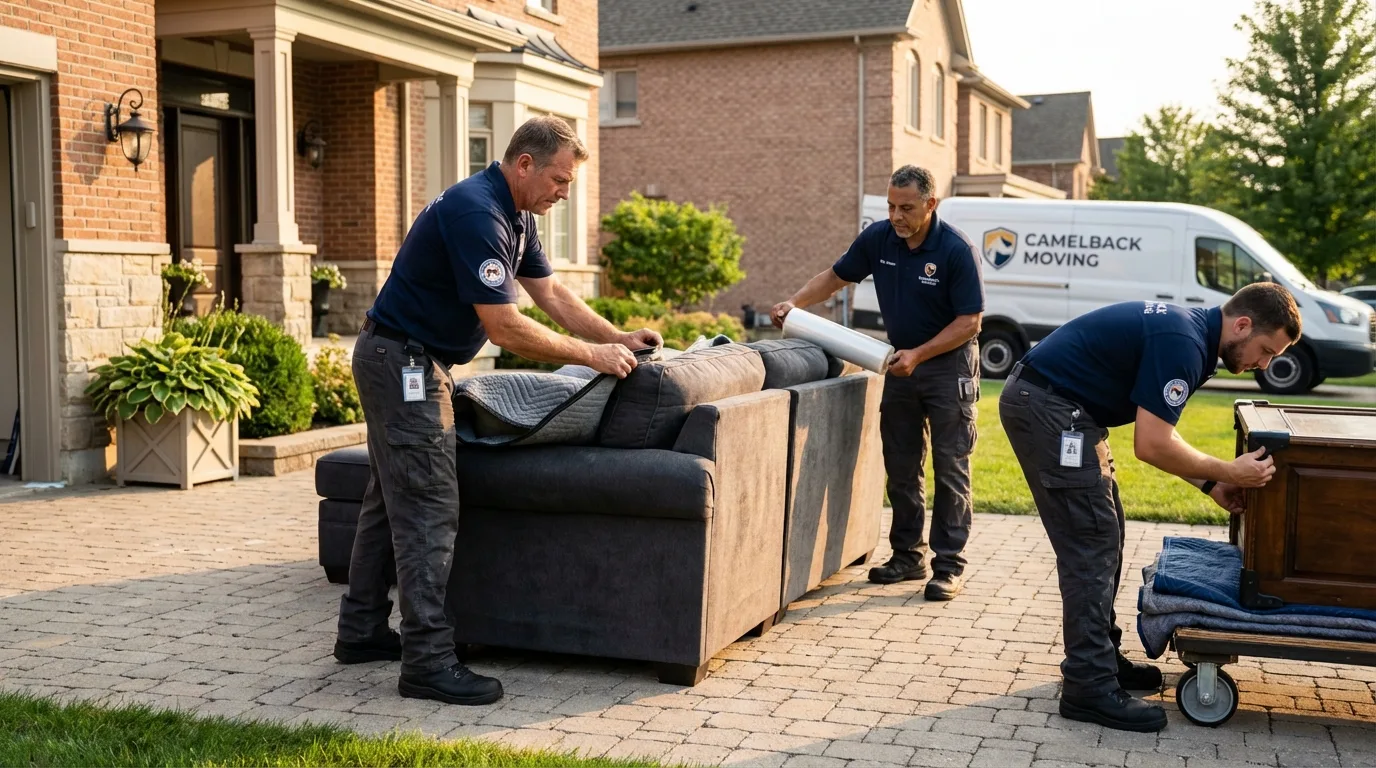 Large estate moving crew wrapping furniture in Brevard, NC
